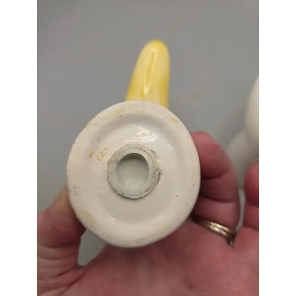 Vintage White Ceramic Duck Goose Head S&P Shakers **dmg**